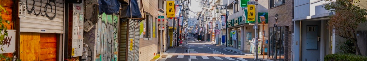 Japanese sidestreet lined with small shops.