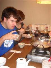Eating sukiyaki
