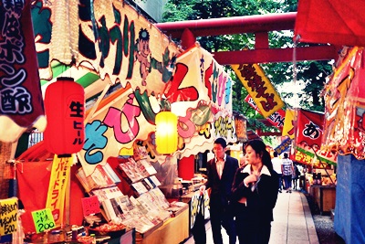 Browsing the food stalls at the festival