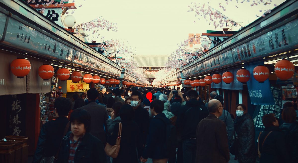 Street in Tokyo with a lot of people