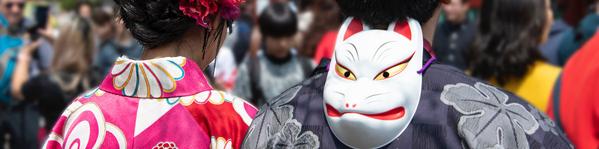 Couple at a festival in Kimono